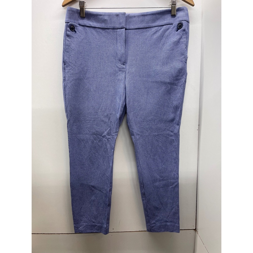 LOFT Petites Marisa Blue Houndstooth Ankle Pants Size 12P Professional Trousers